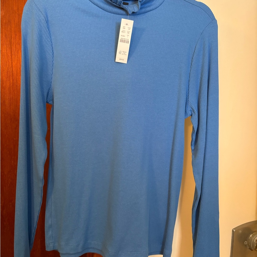 NWT J. Crew Stretch Ribbed Long Sleeve Top - Sky Blue